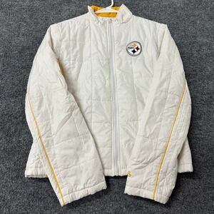 NFL Jacket Womens Size S White Pittsburgh Steelers Quilted Puffer Zip Up Coat